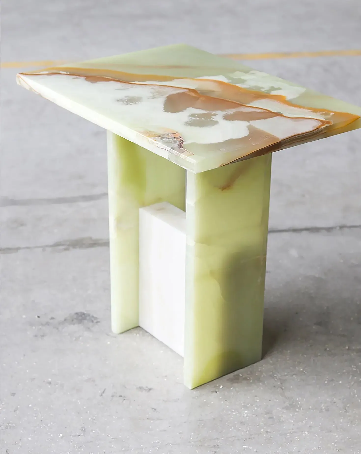 Jade Green Onyx Sculptural Side Table