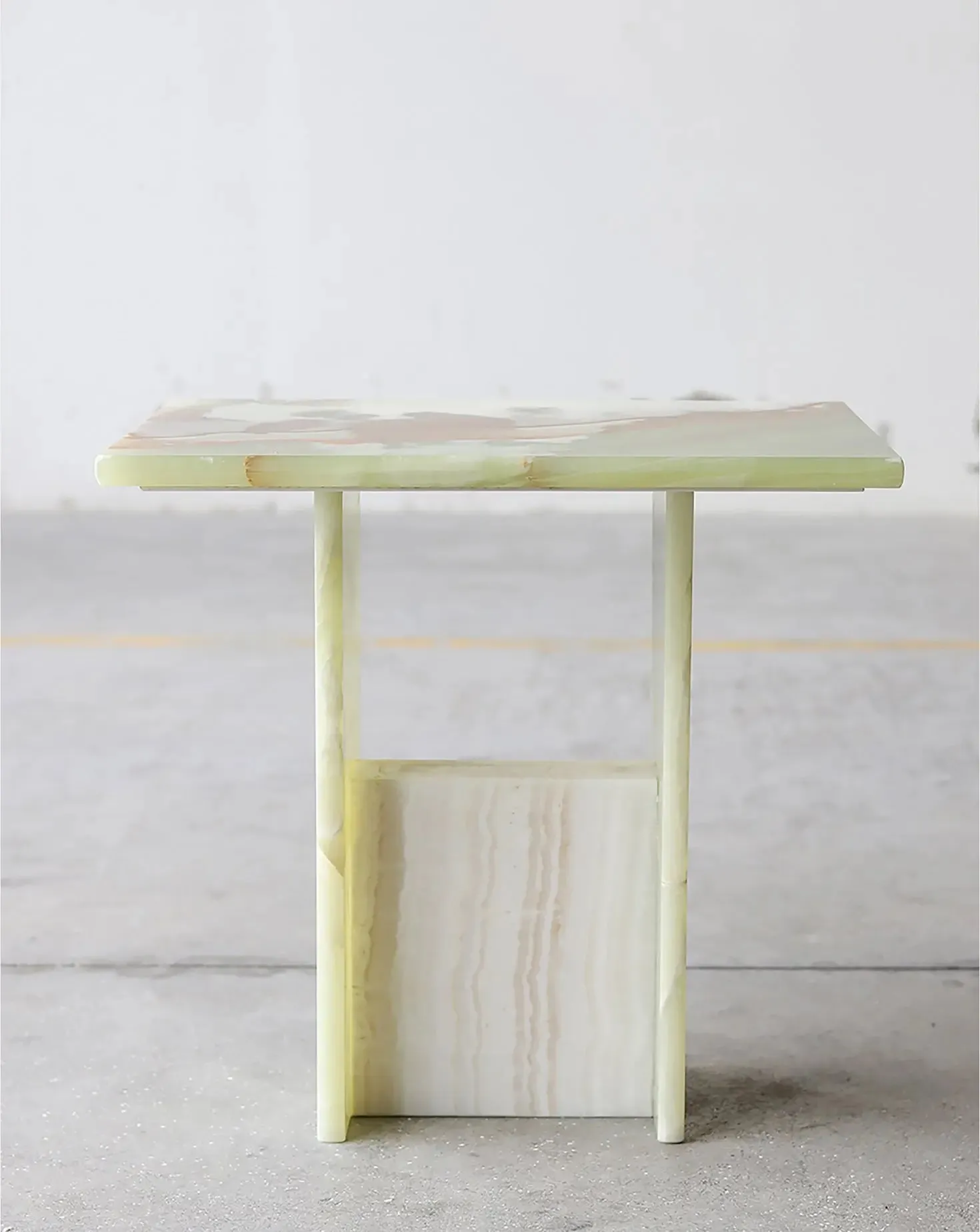 Jade Green Onyx Sculptural Side Table