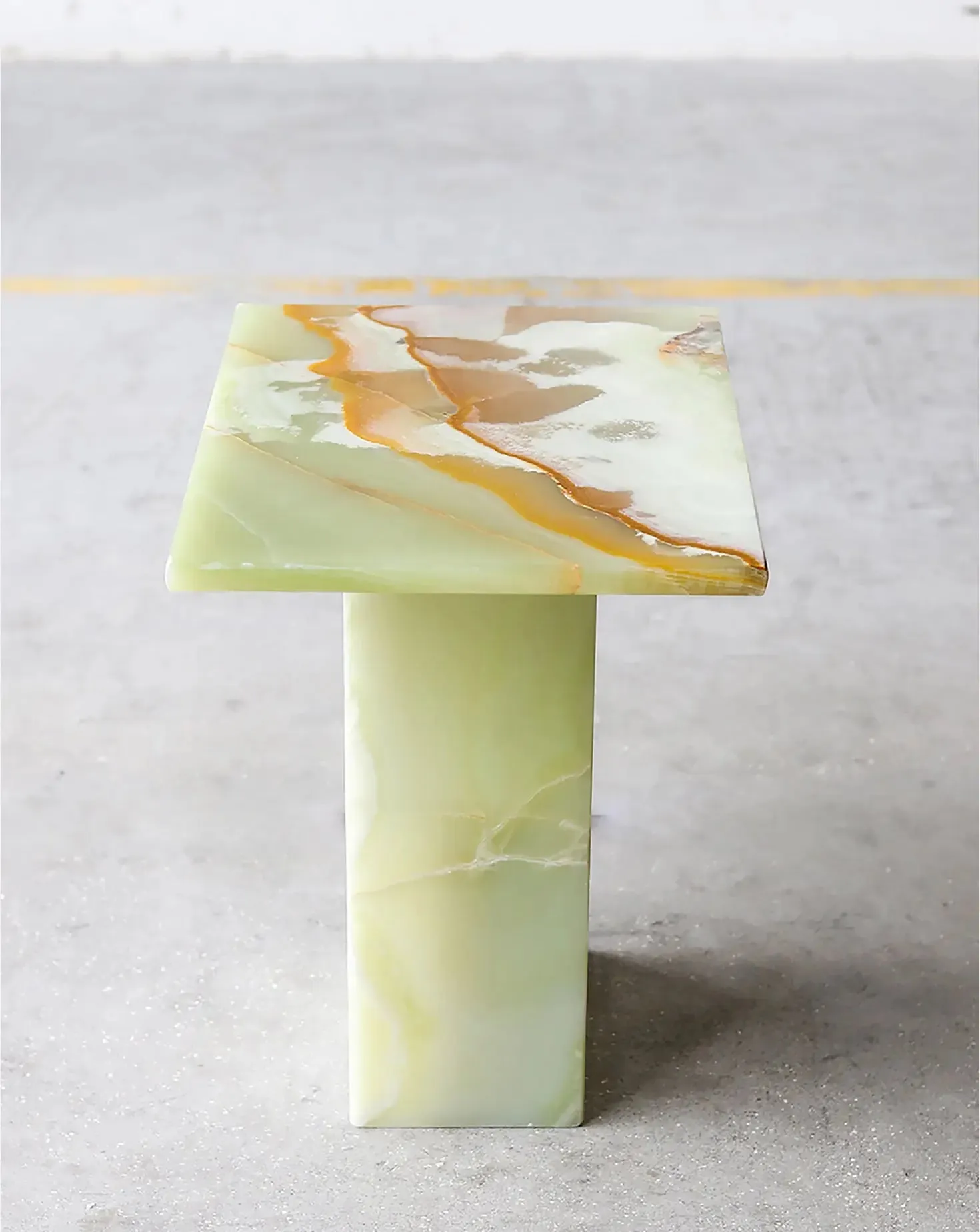 Jade Green Onyx Sculptural Side Table