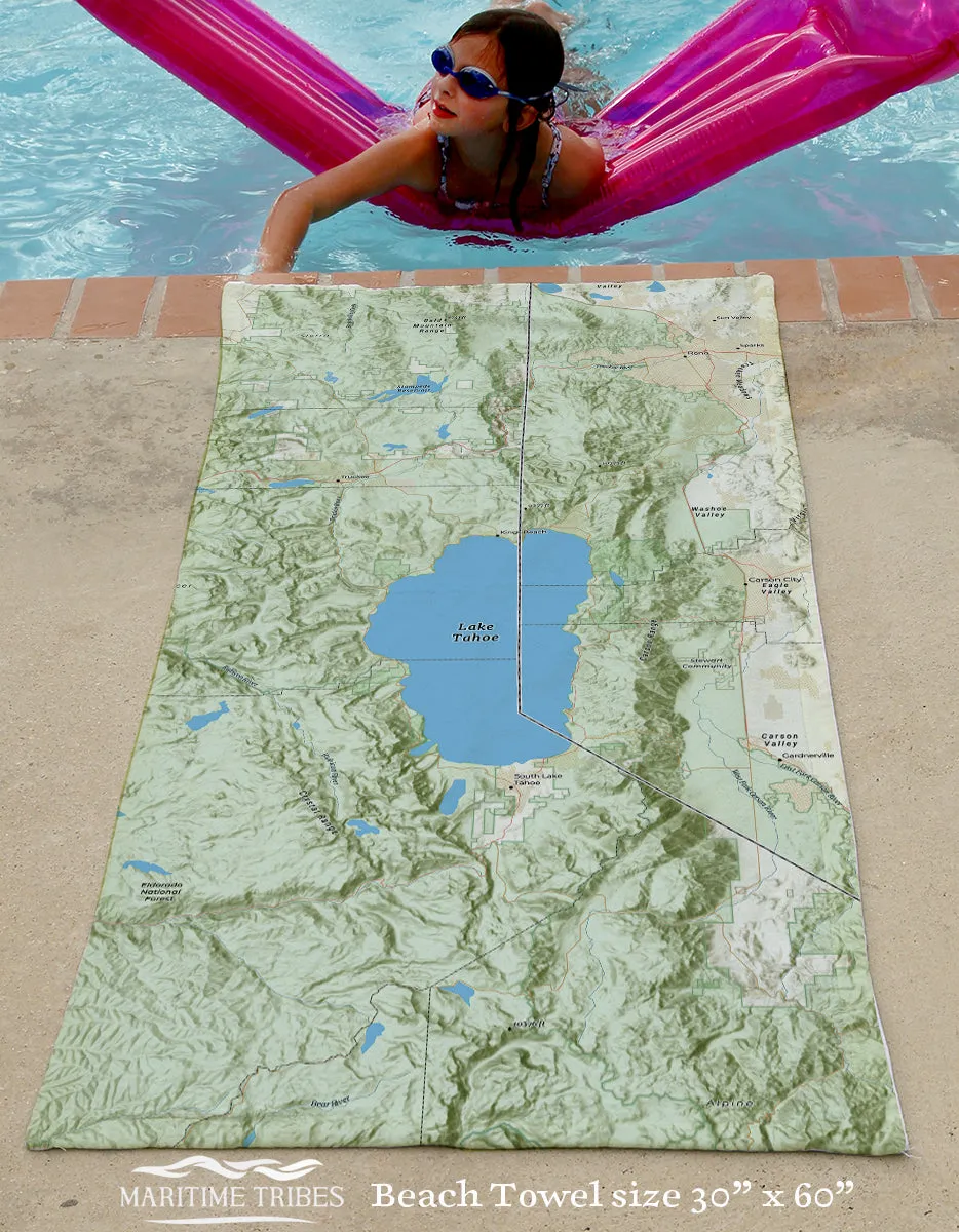 Lake Tahoe Charted Territory Quick Dry Towel