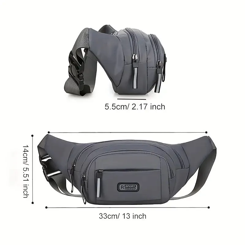 Large Capacity Crossbody Messenger Bag Fanny Pack with Reflective Zipper Strap