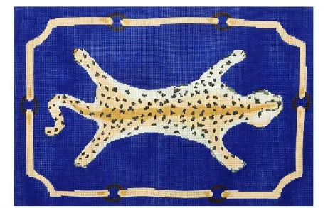 Leopard Clutch on Blue Canvas