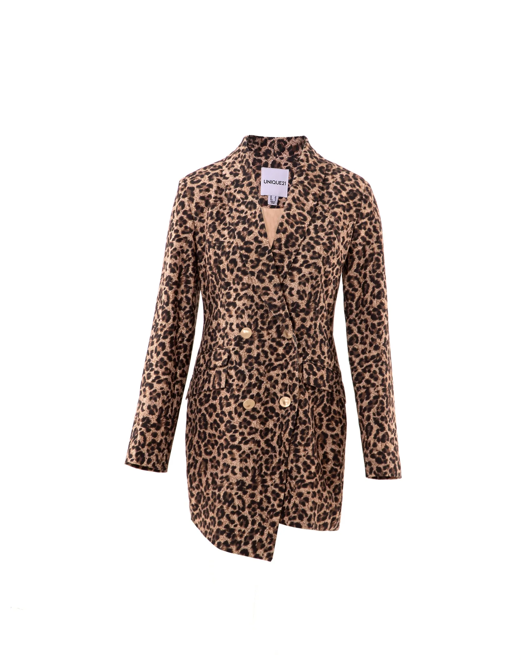 Leopard Print Asymetric Blazer Dress