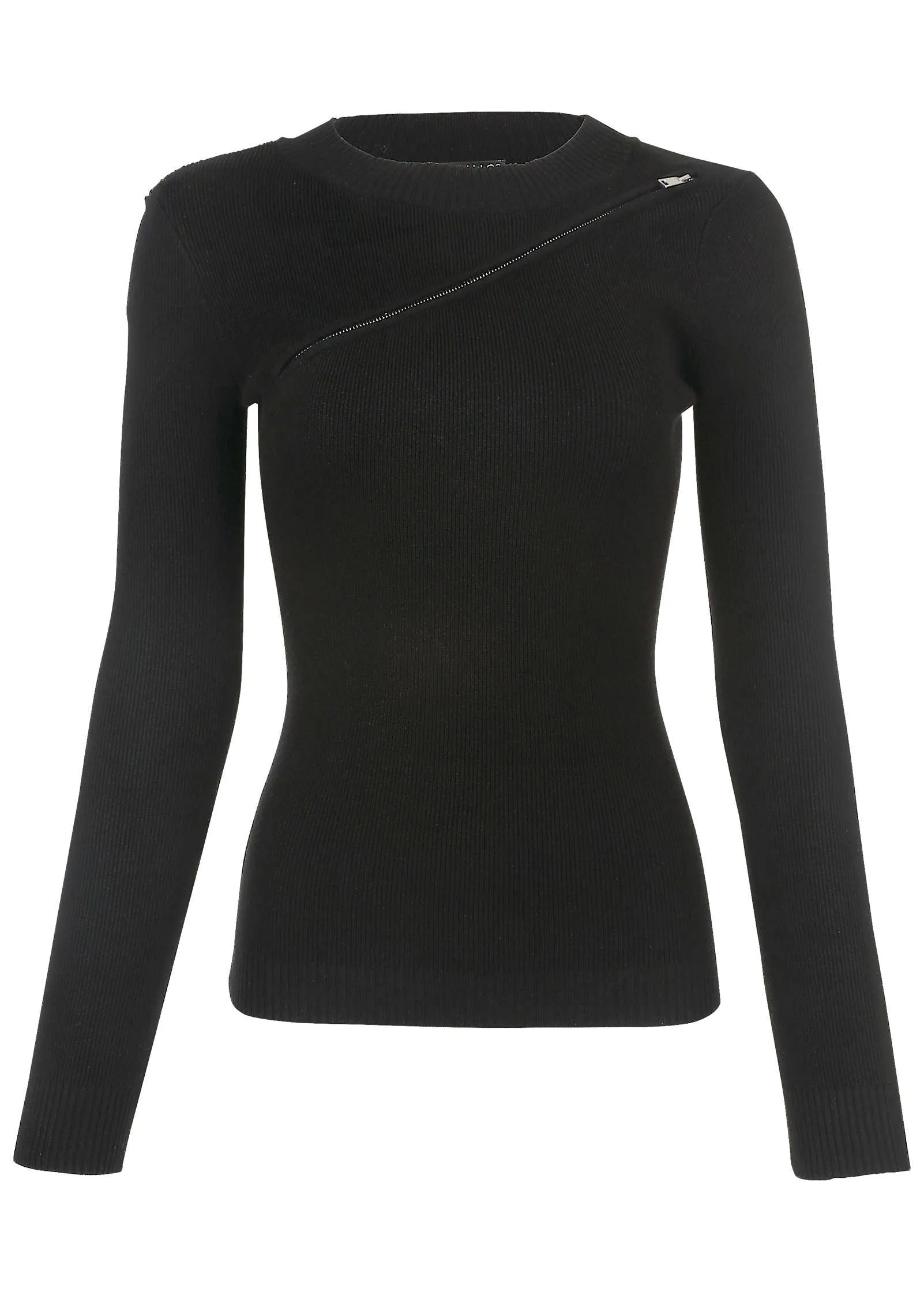 Lightweight Zipper Sweater  - Black