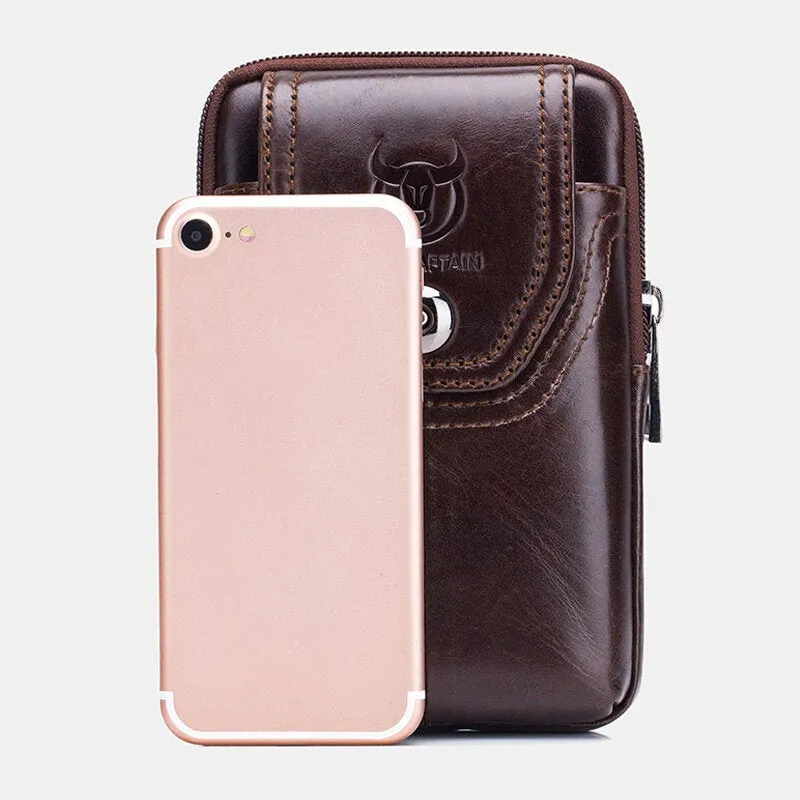 Men Genuine Leather 5.5 inch Phone Bag Waist Bag Business