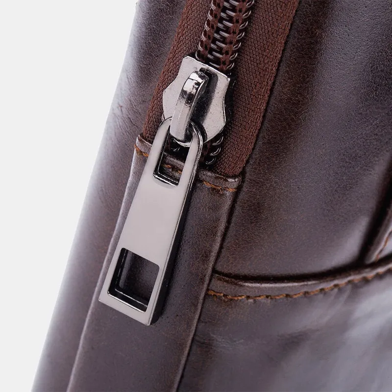 Men Genuine Leather 5.5 inch Phone Bag Waist Bag Business