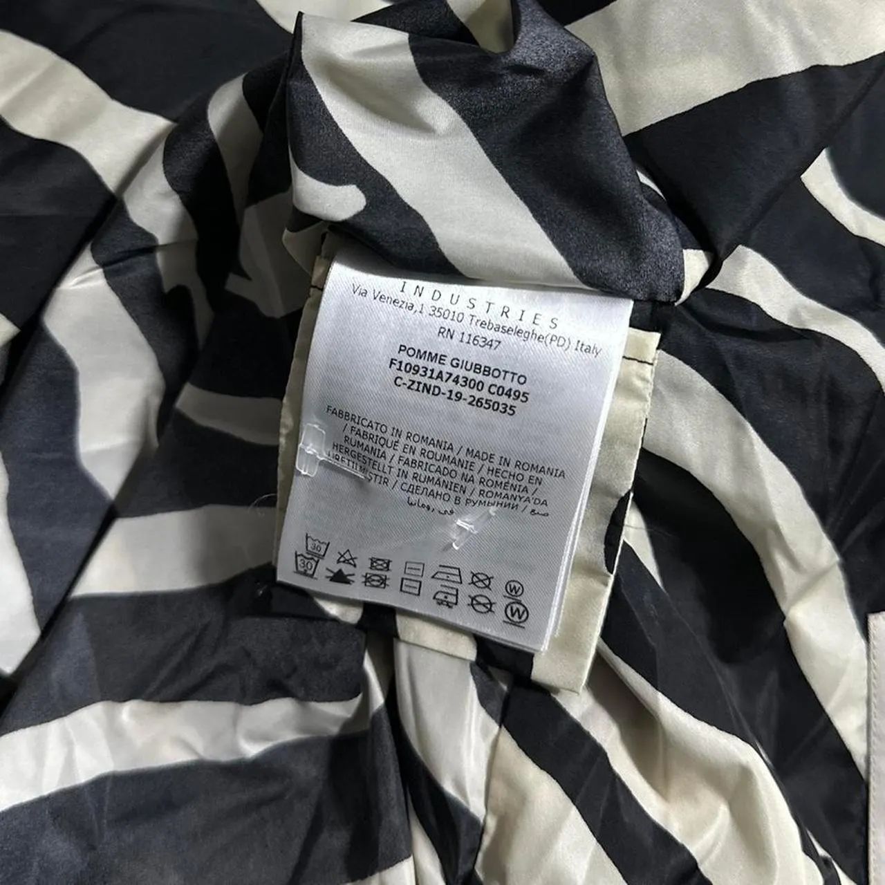 Moncler Pomme Zebra Print Lightweight Jacket