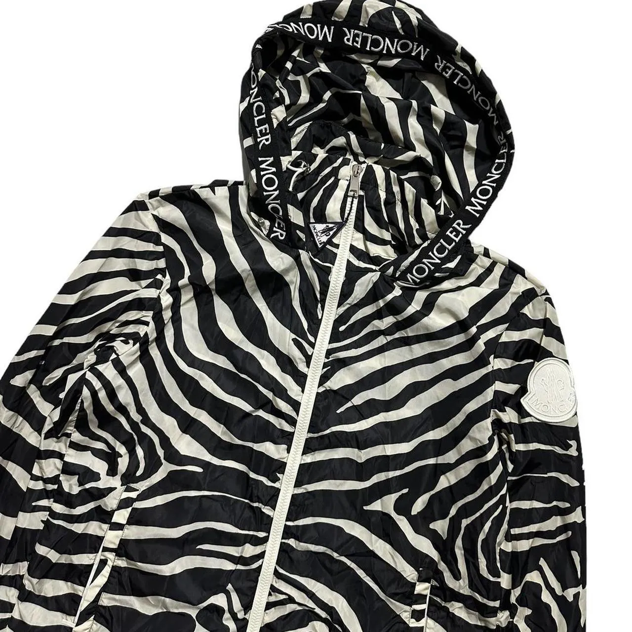 Moncler Pomme Zebra Print Lightweight Jacket