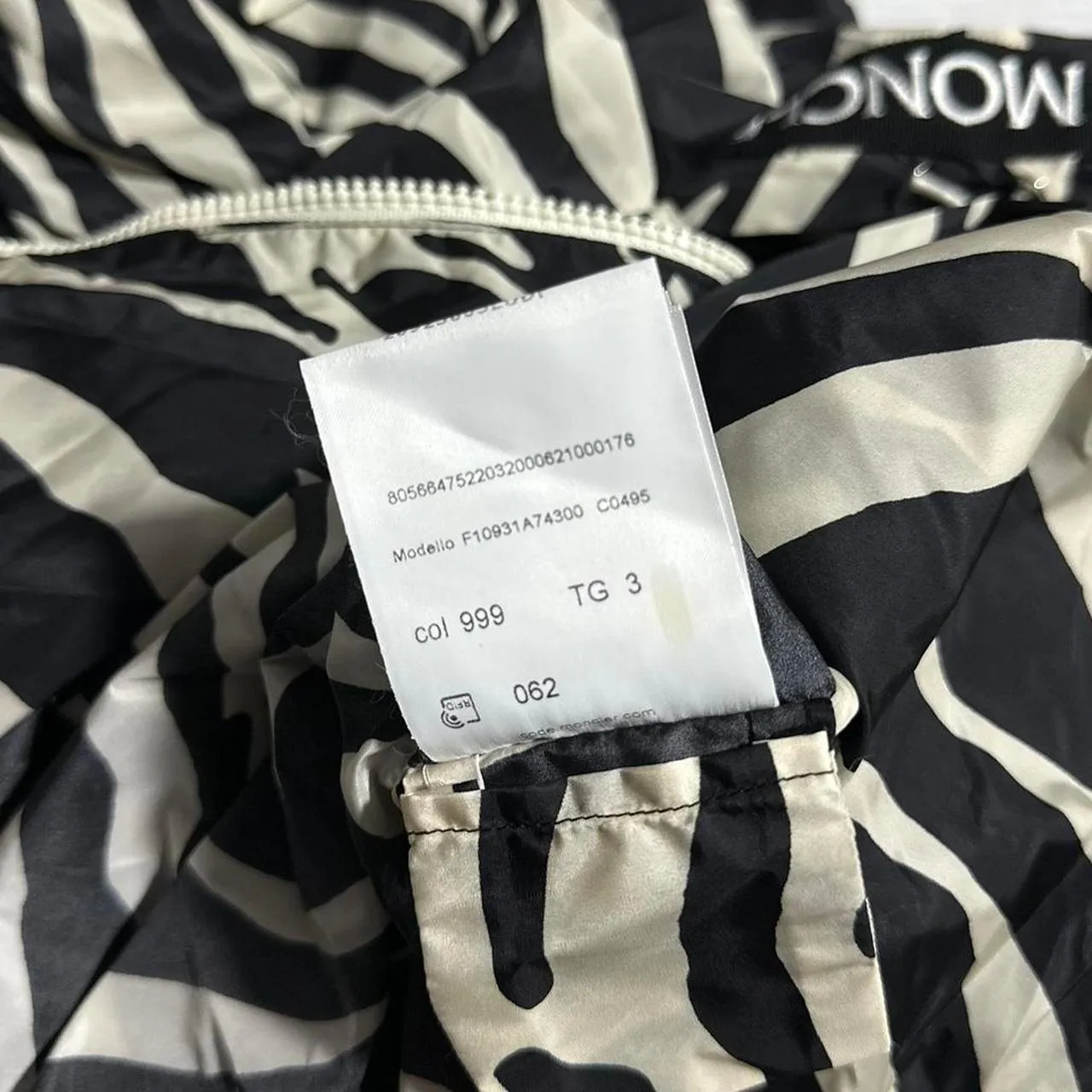 Moncler Pomme Zebra Print Lightweight Jacket