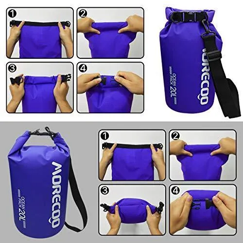 MORECOO Waterproof Bag Floating Ultra Light Dry Bag Outdoor Sports Sweatproof Dry Backpack 5L/10L/ 20L for Kayaking/Rafting/Boating/Swimming/Camping/Hiking/Beach/Fishing (Blue, 10L)