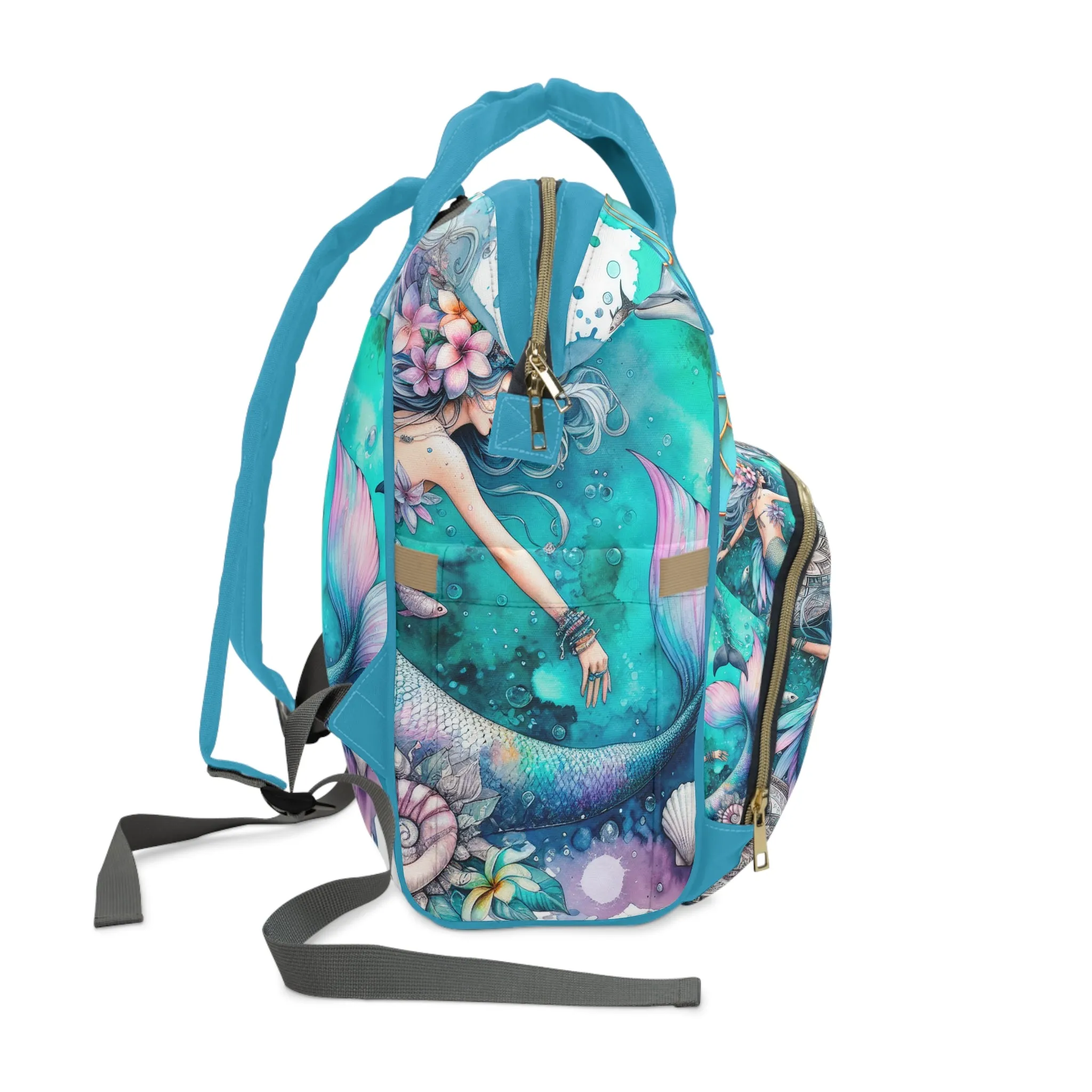 Multifunctional Diaper Backpack - Mermaids and Dolphins