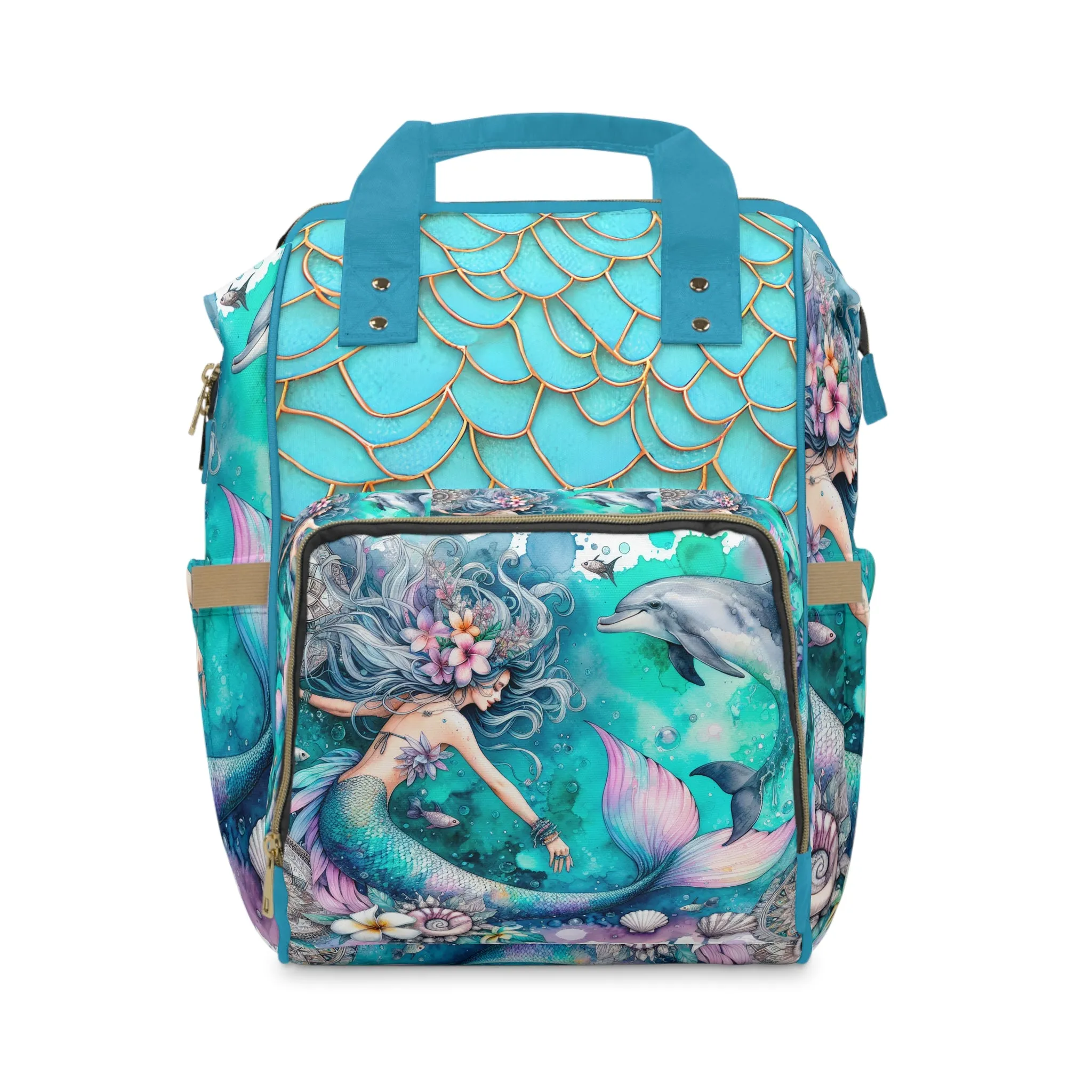 Multifunctional Diaper Backpack - Mermaids and Dolphins