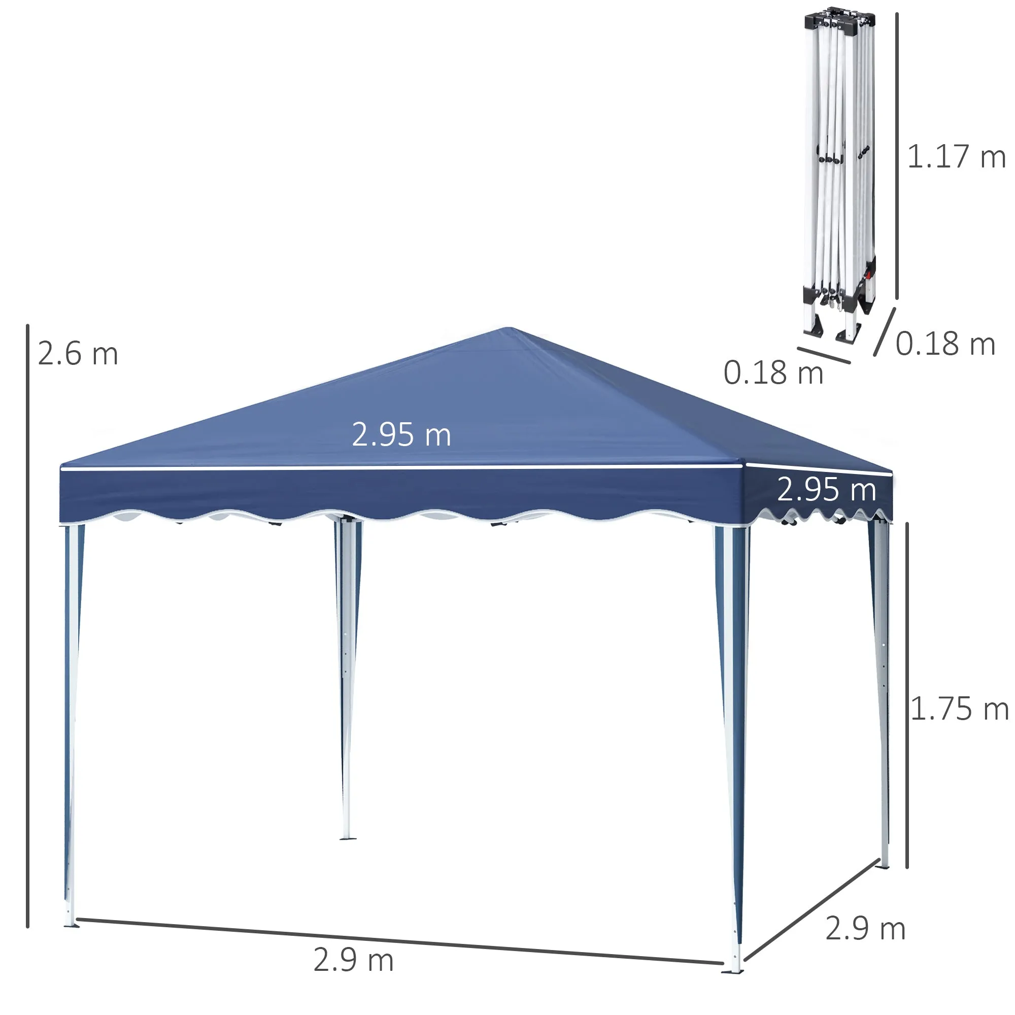 Outsunny 3x3(m) Pop Up Gazebo Marquee Tent for Garden w/ Carry Bag Blue