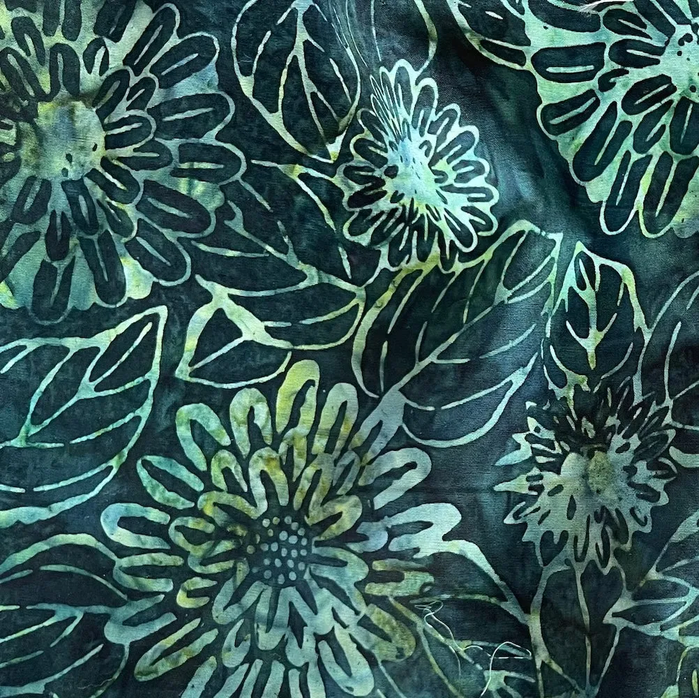 Oversized Dahlias Greens Cotton Batik (Made in Indonesia)