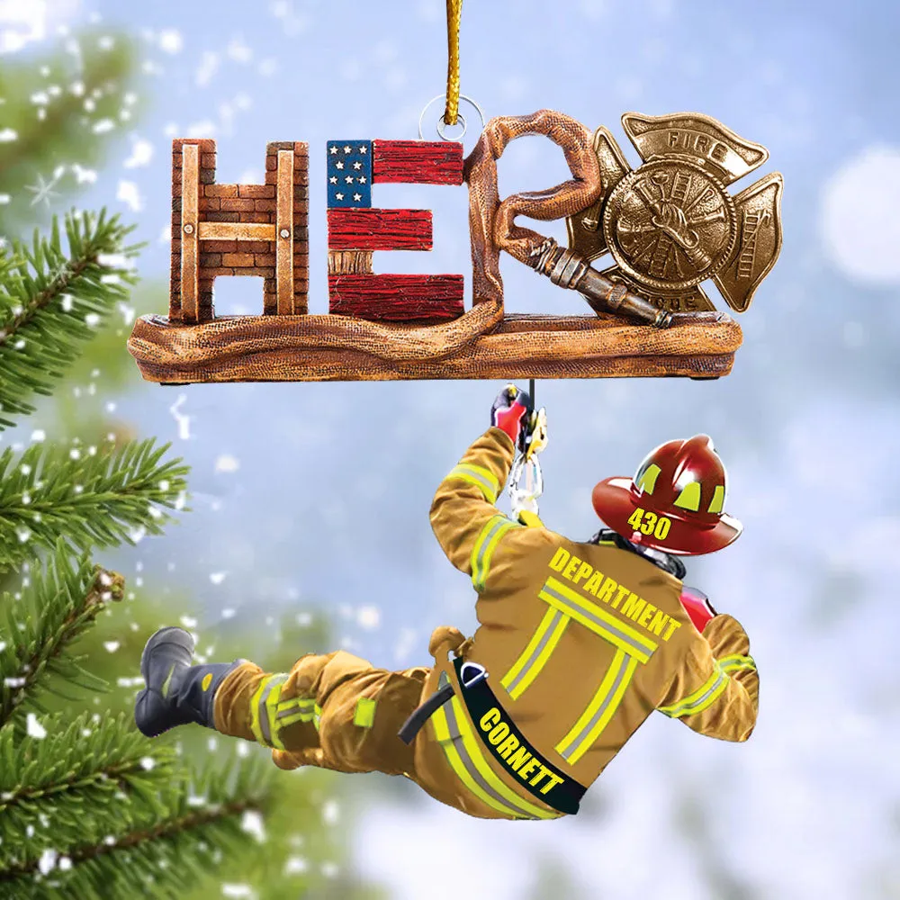 Personalized Gift Firefighter Hero Personalized Christmas Acrylic Ornament K1702