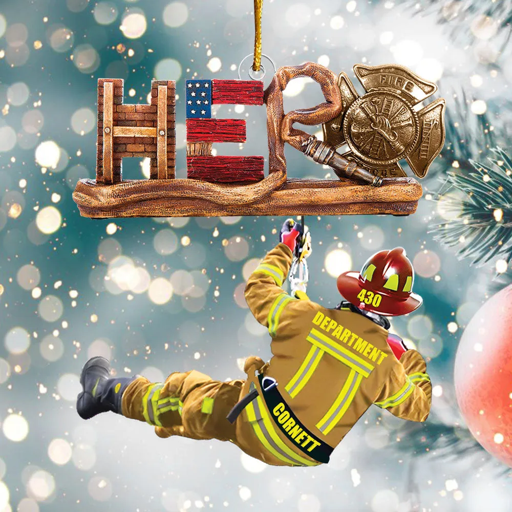 Personalized Gift Firefighter Hero Personalized Christmas Acrylic Ornament K1702