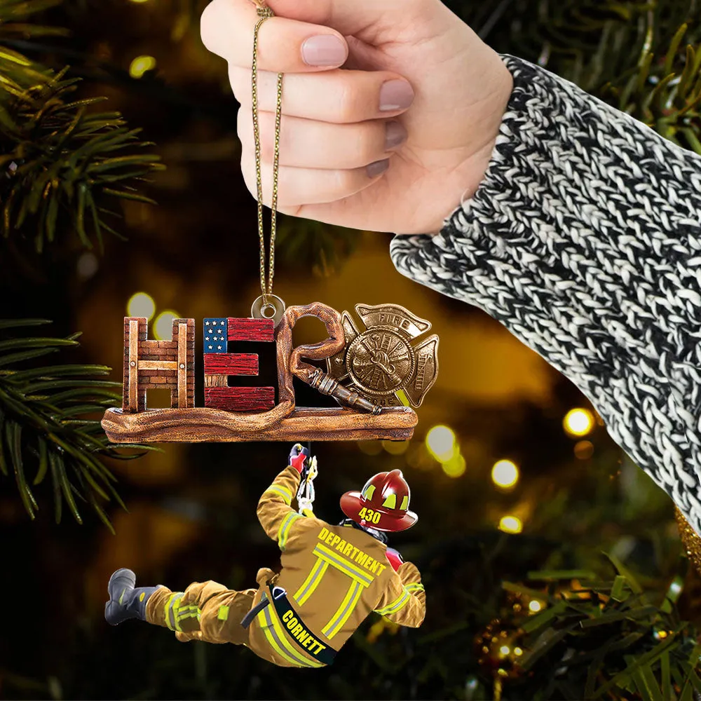 Personalized Gift Firefighter Hero Personalized Christmas Acrylic Ornament K1702