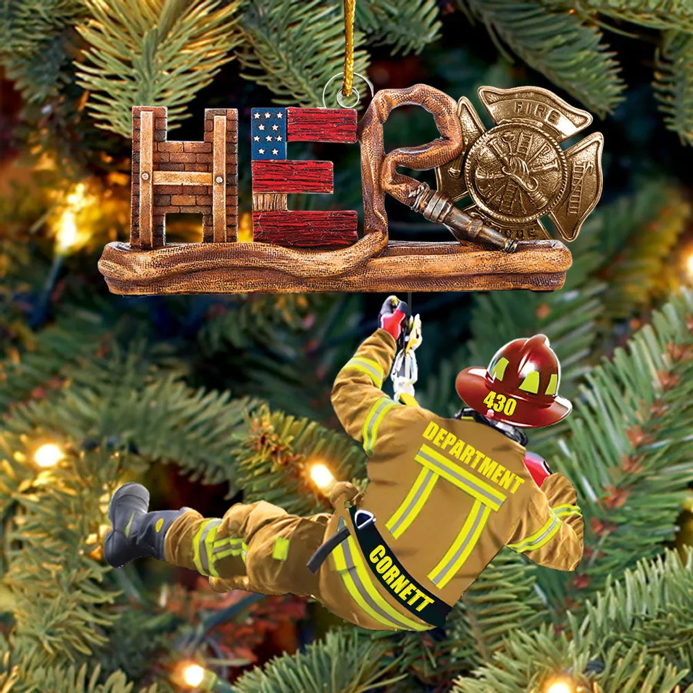 Personalized Gift Firefighter Hero Personalized Christmas Acrylic Ornament K1702