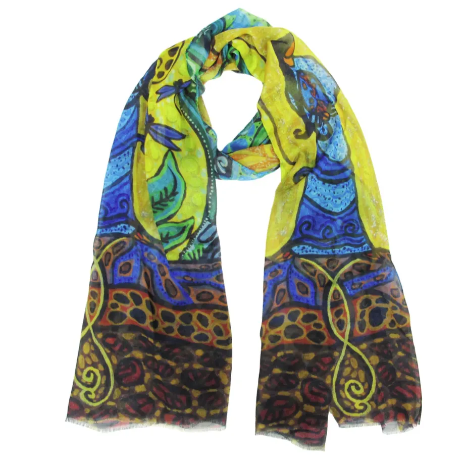 "Strong Earth Woman" Eco Scarf by Métis artist, Leah Dorion