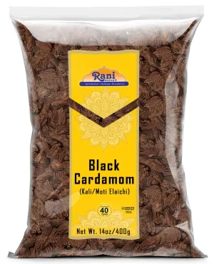 Rani Black Cardamom Pods (Kali Elachi) Whole Indian Spice 14oz (400g) ~ All Natural | Vegan | Gluten Friendly | NON-GMO | Kosher | Indian Origin | Smokey, Tsaoko, Cao Guo, Bach Dan Khau, Badi