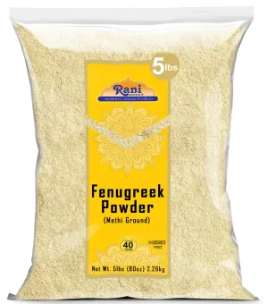 Rani Fenugreek (Methi) Seeds Ground Powder 80oz (5lbs) 2.27kg Trigonella foenum graecum ~ All Natural | Vegan | Gluten Friendly | Non-GMO | Kosher| Indian Origin, used in cooking & Ayurvedic spice