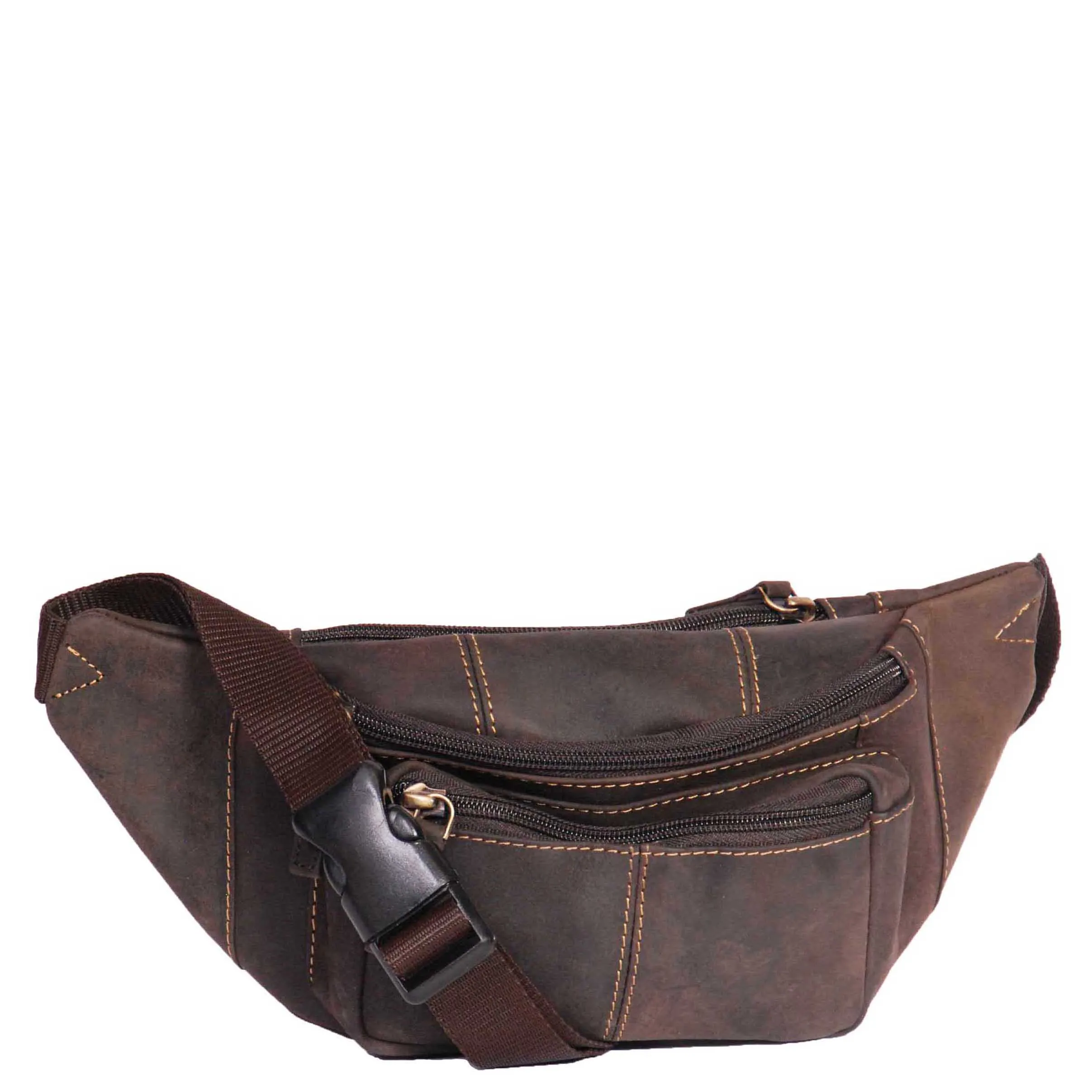 Real Leather Bum Bag Money Mobile Belt Waist Pack Travel Pouch A072 Dark Brown