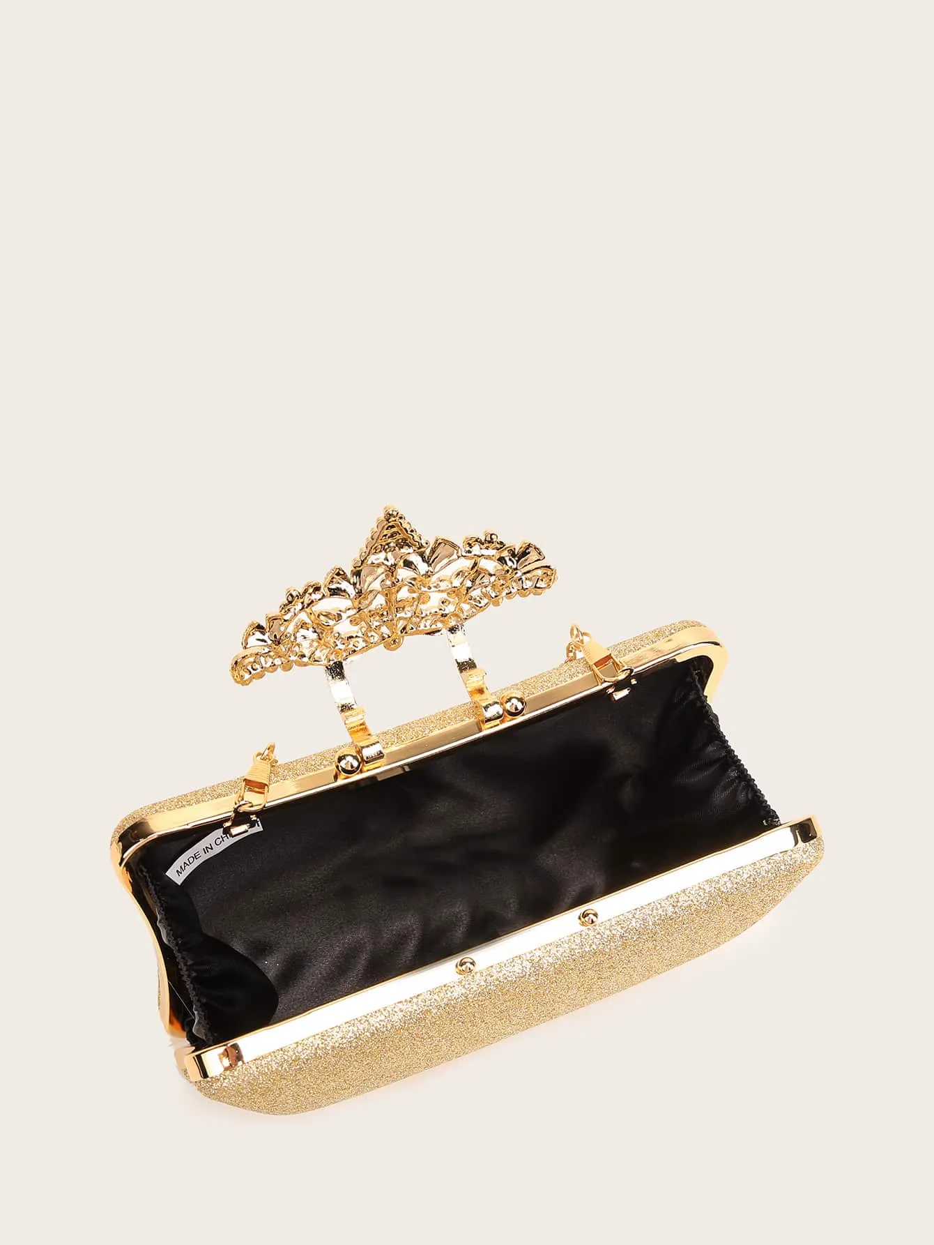 Rhinestone Decor Glitter Clutch Bag