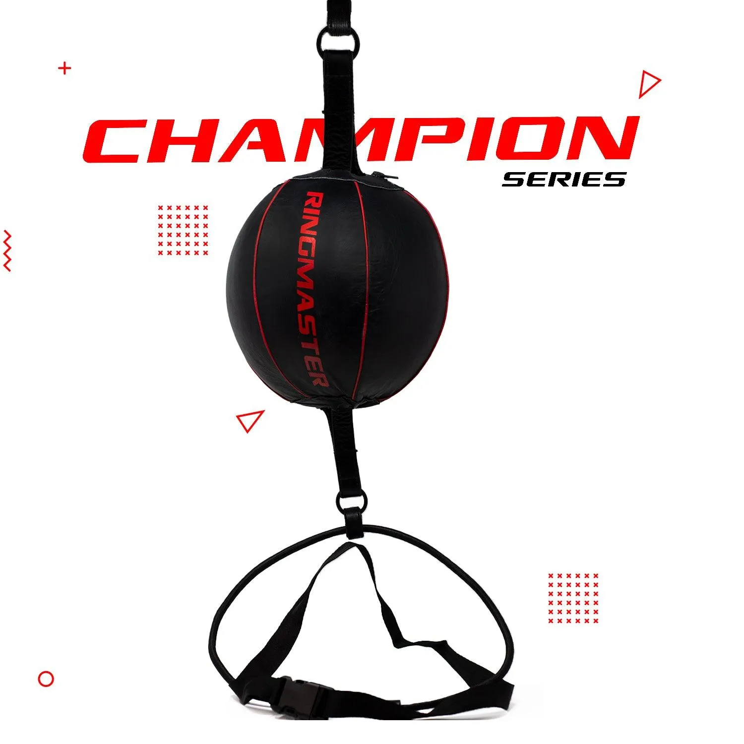 RingMaster Sports Double End Round Speed Ball Champion Series Genuine Leather Red/Black