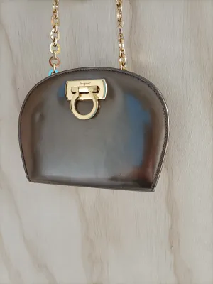 Salvatore Ferragamo - Bronze Evening Bag with Gold Chain Strap