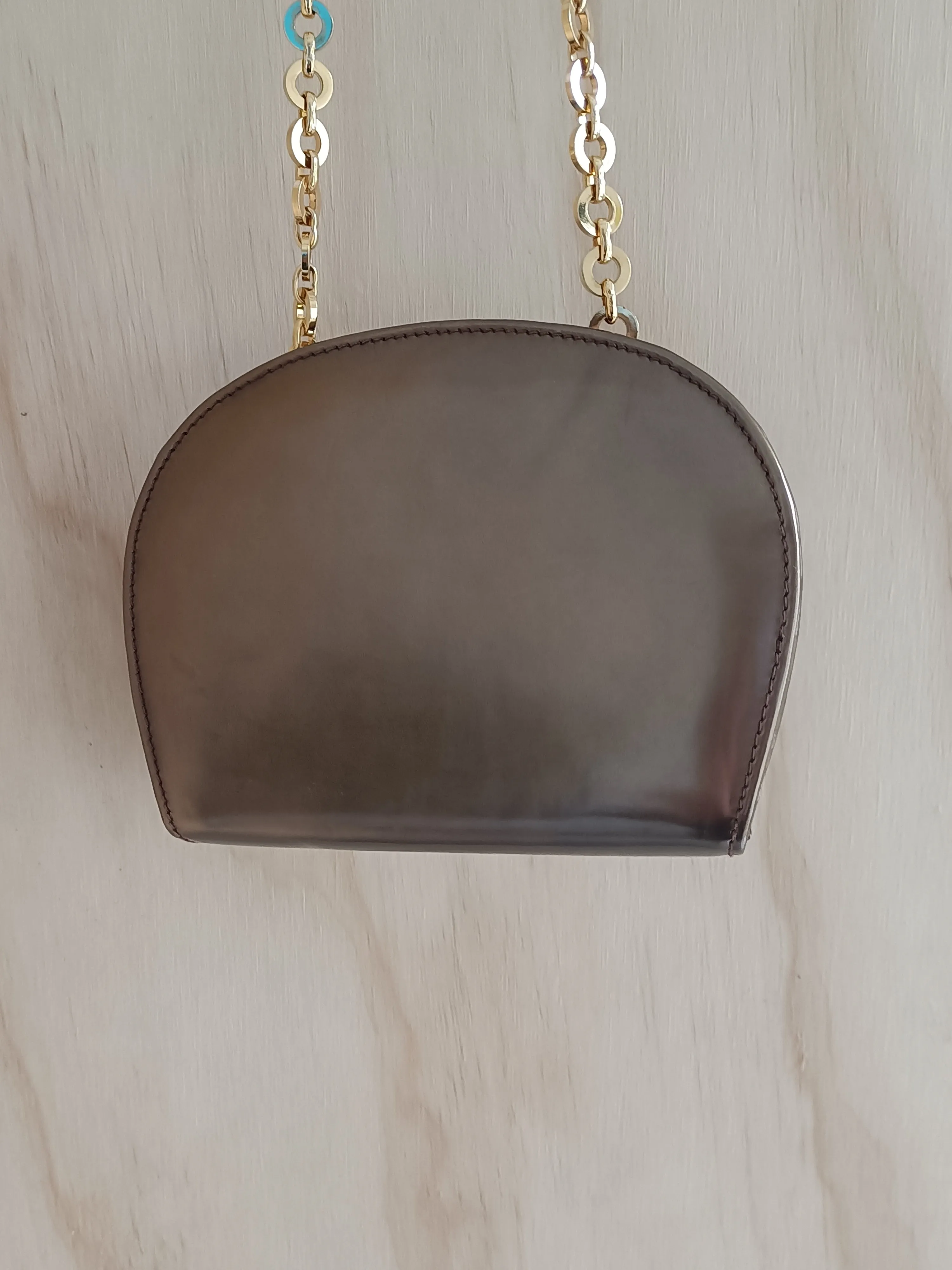 Salvatore Ferragamo - Bronze Evening Bag with Gold Chain Strap