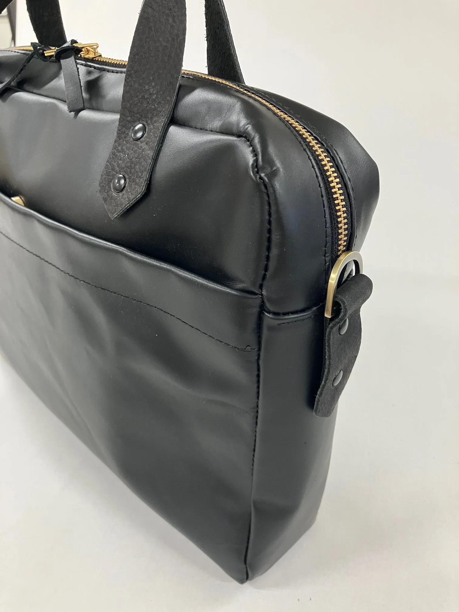 SAMPLE - ONE OF A KIND Leather briefcase, attache case, messenger bag in black leather