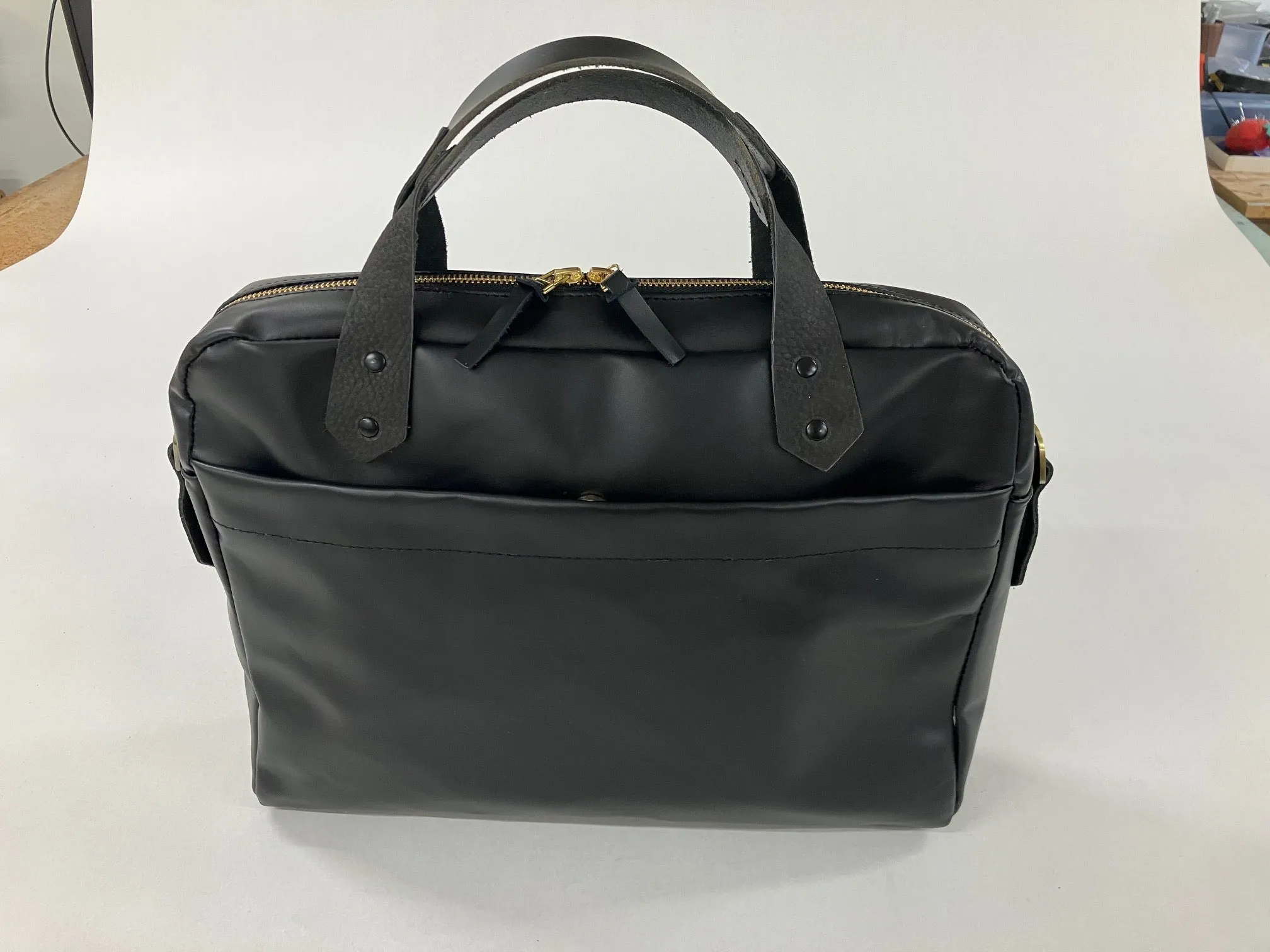 SAMPLE - ONE OF A KIND Leather briefcase, attache case, messenger bag in black leather