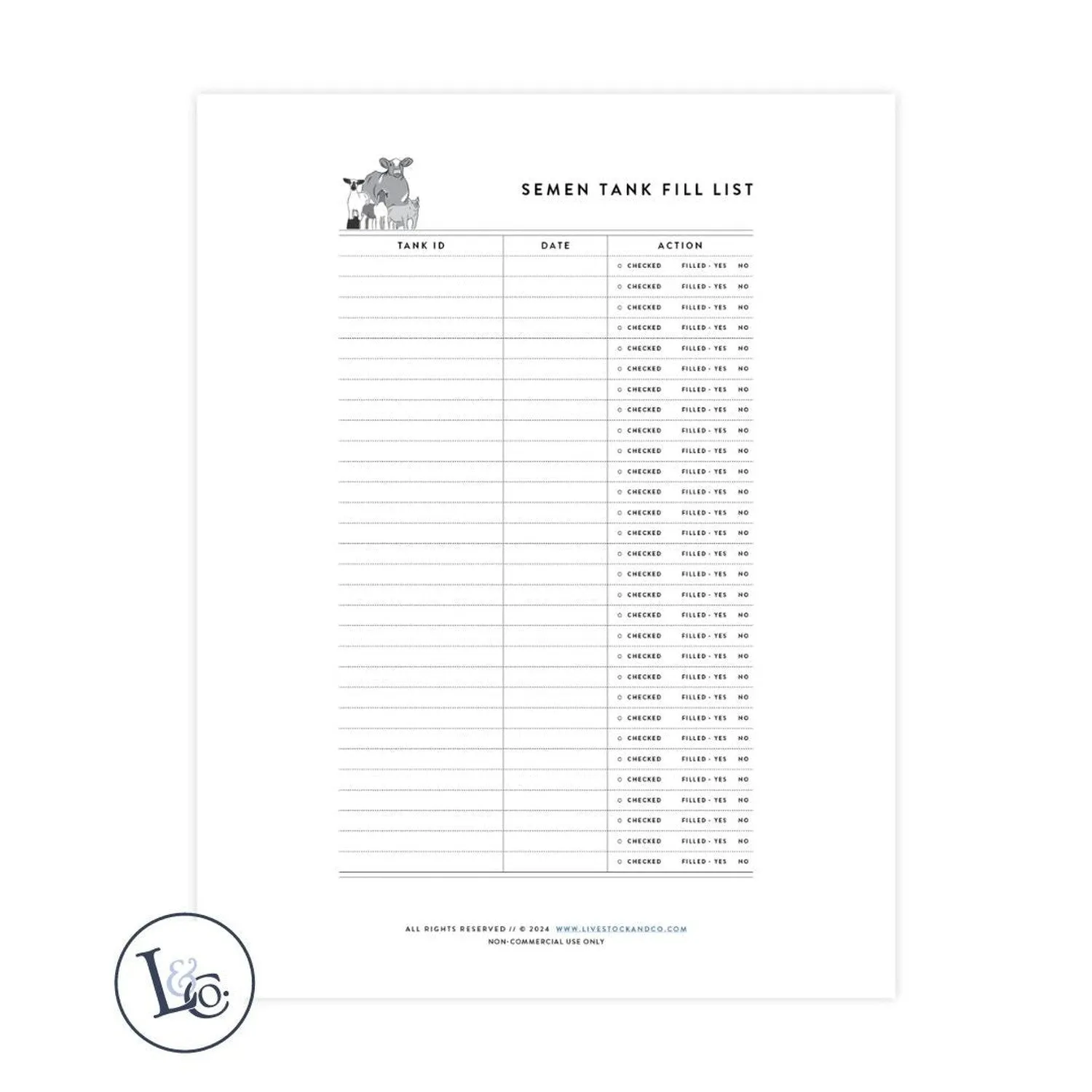 Semen Tank Fill List