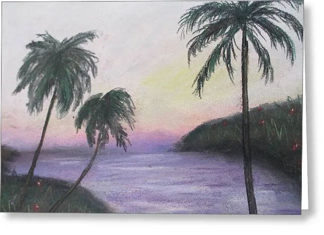 Setting Palm Trees - Greeting Card