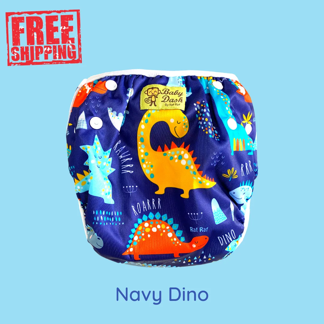 Size Adjustable Swim Diaper - Navy Dino