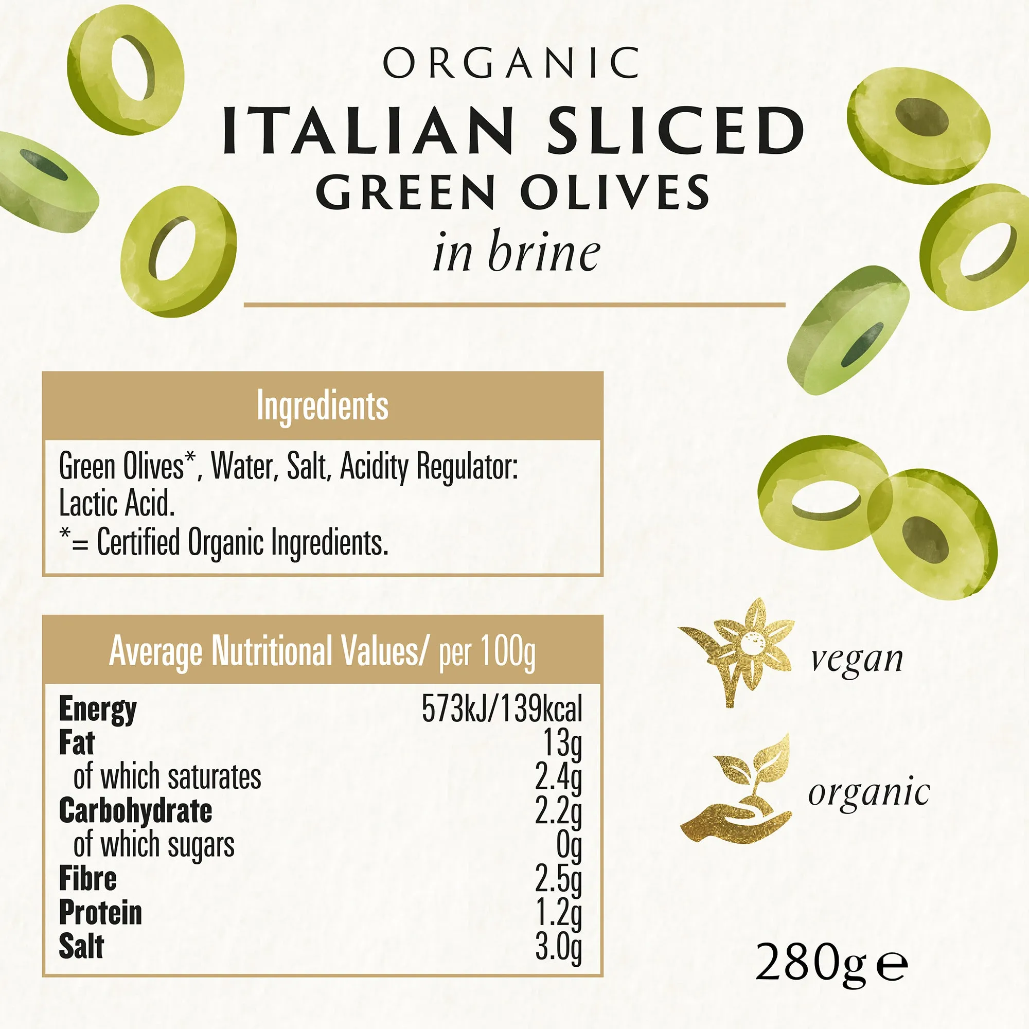 SLICED GREEN OLIVES IN BRINE