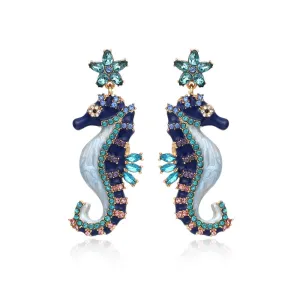 Sparkling Crystal Earrings: Seahorse