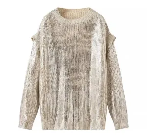 Sparkling Metallic Knit Sweater