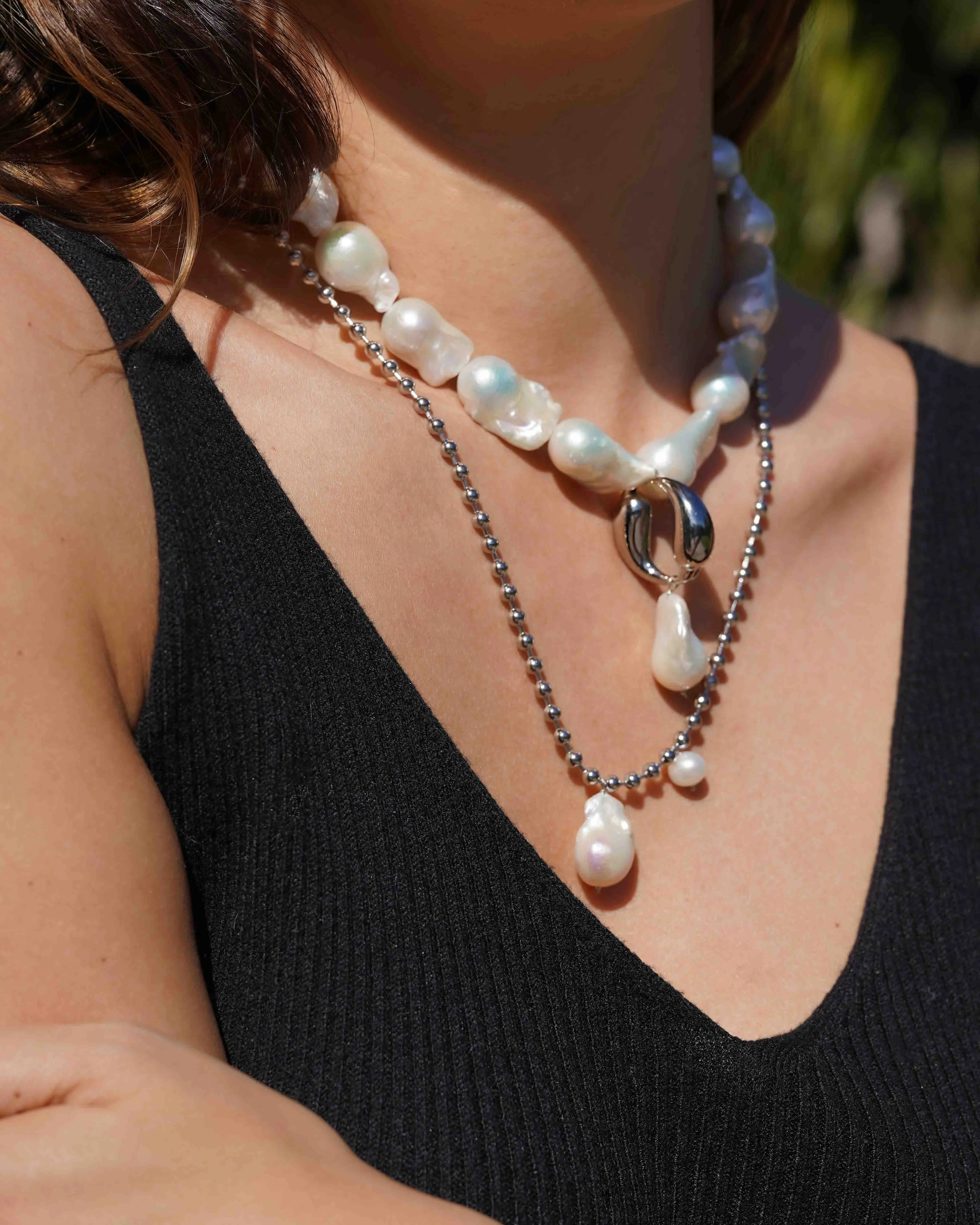 Spiral Vegan Pearl Necklace