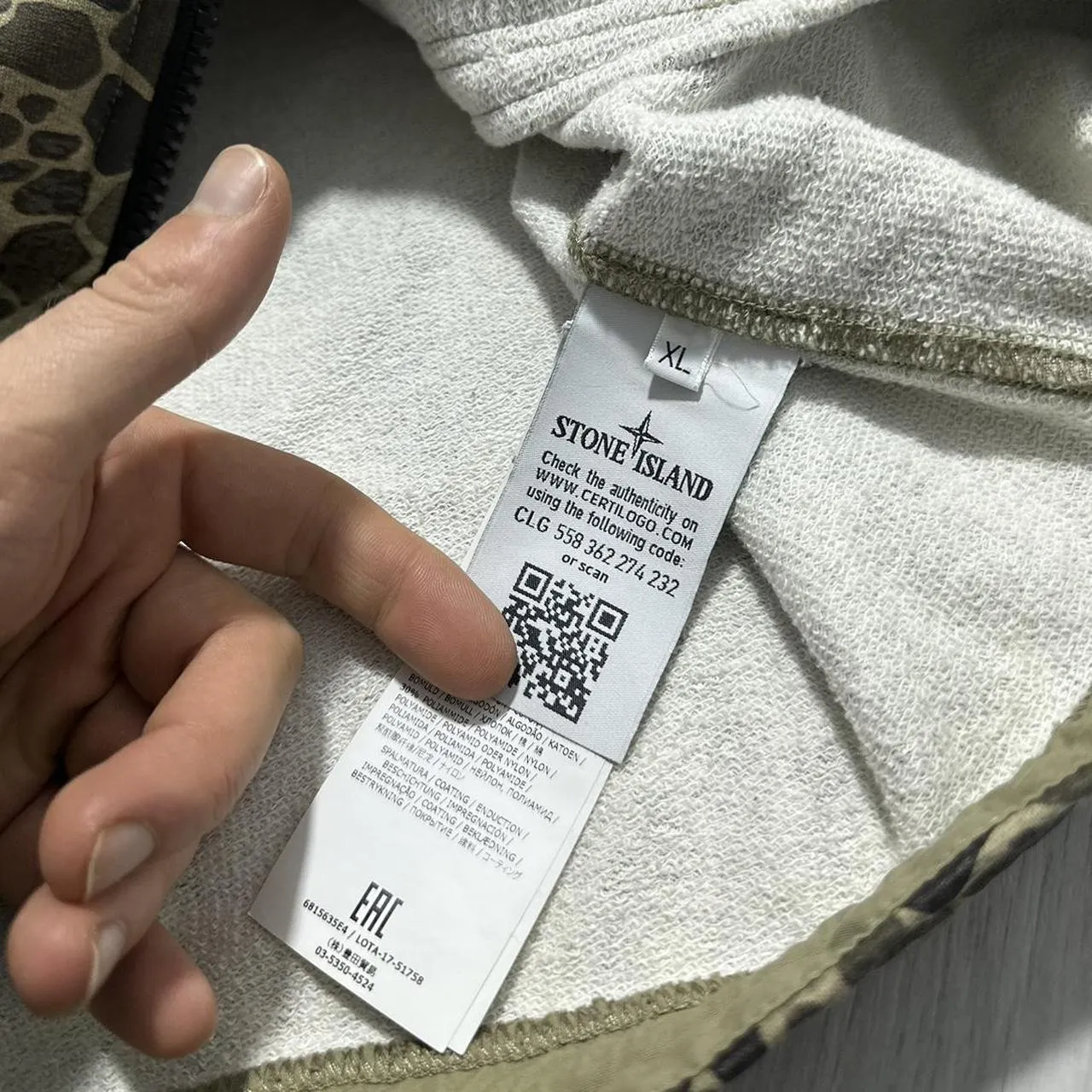 Stone Island crocodile camo zip up hoodie