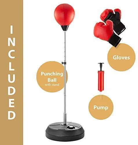 Tech Tools Punching Reflex Boxing Bag with Stand, Height Adjustable - Freestanding Punching Ball Speed Bag - Great for MMA Training, Stress Relief & Fitness