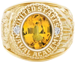 USNA Class Ring Mod™ with Yellow Sapphire Centerpiece and Diamond Dividers