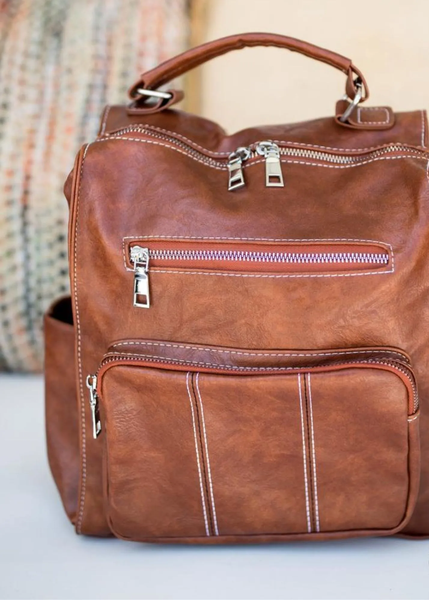 Vegan Leather Convertible Backpack