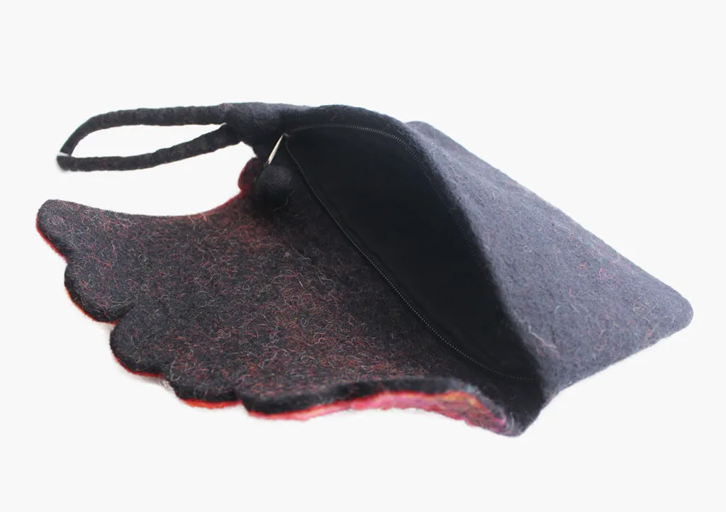 Vibrant Pattern Leaf Design Felt Clutch Purse