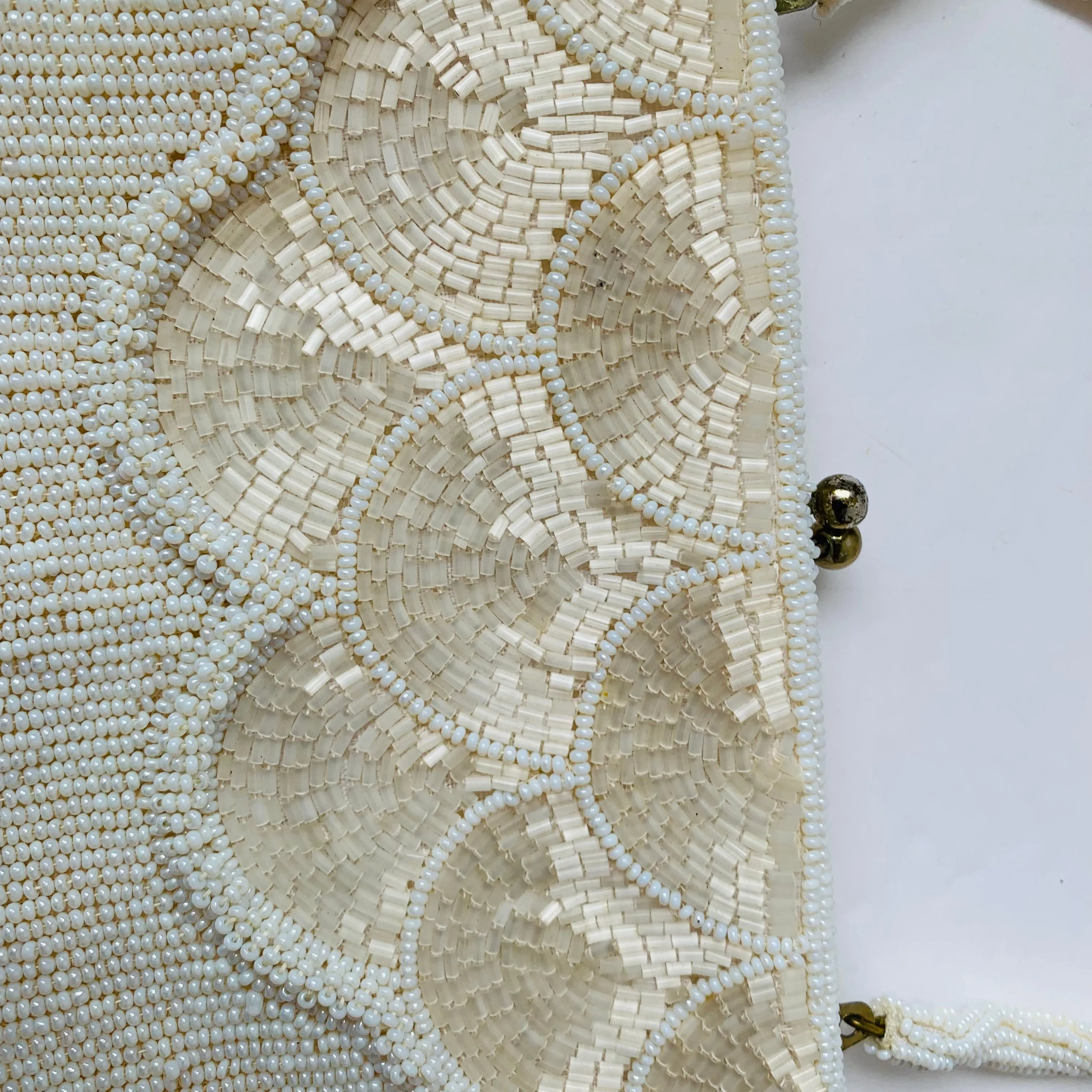 Vintage Beaded Off White Evening Bag