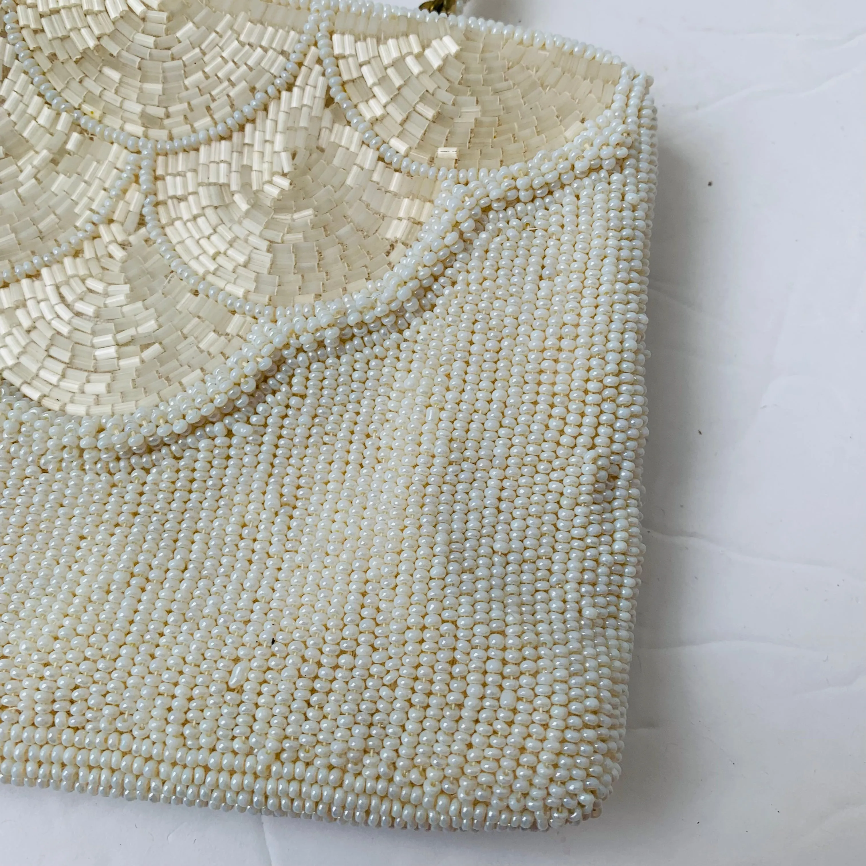 Vintage Beaded Off White Evening Bag