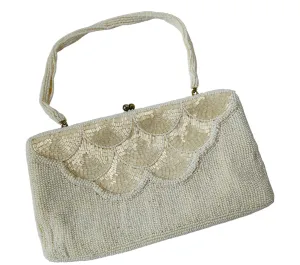 Vintage Beaded Off White Evening Bag