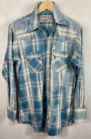 Vintage Western Style Denim Blue and White Lightweight Cotton Size Medium