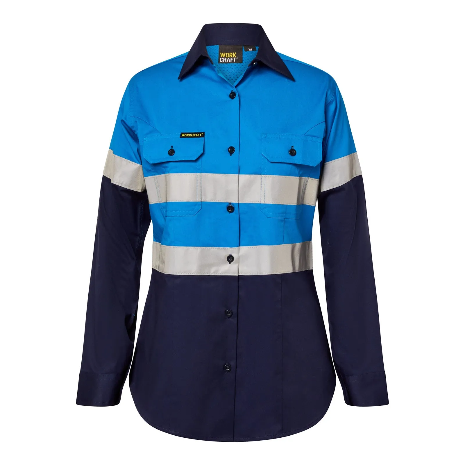 Womens Hi Vis Lightweight Long Sleeve Vented Cotton Drill Shirt with Reflective Tape (NC-WSL503)