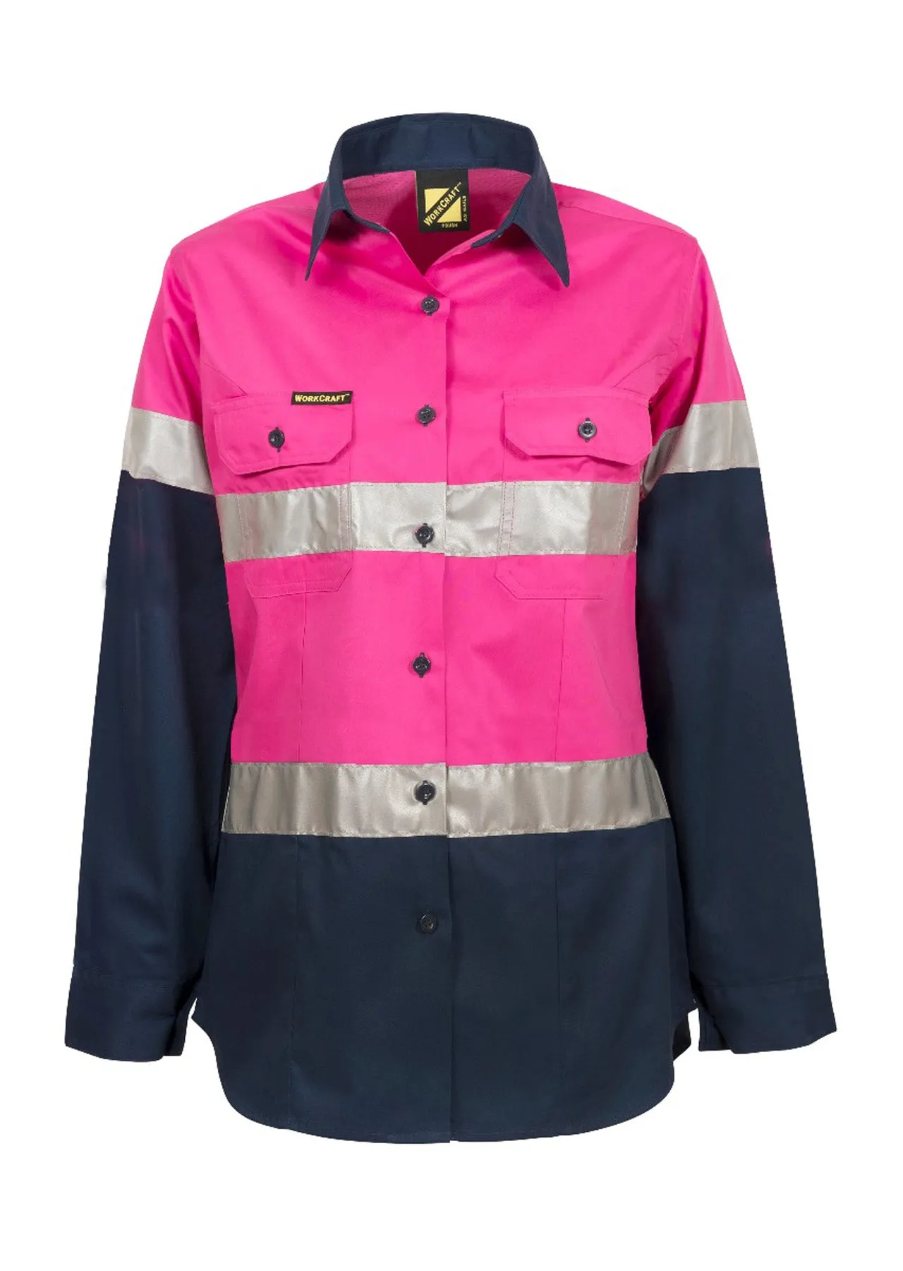 Womens Hi Vis Lightweight Long Sleeve Vented Cotton Drill Shirt with Reflective Tape (NC-WSL503)